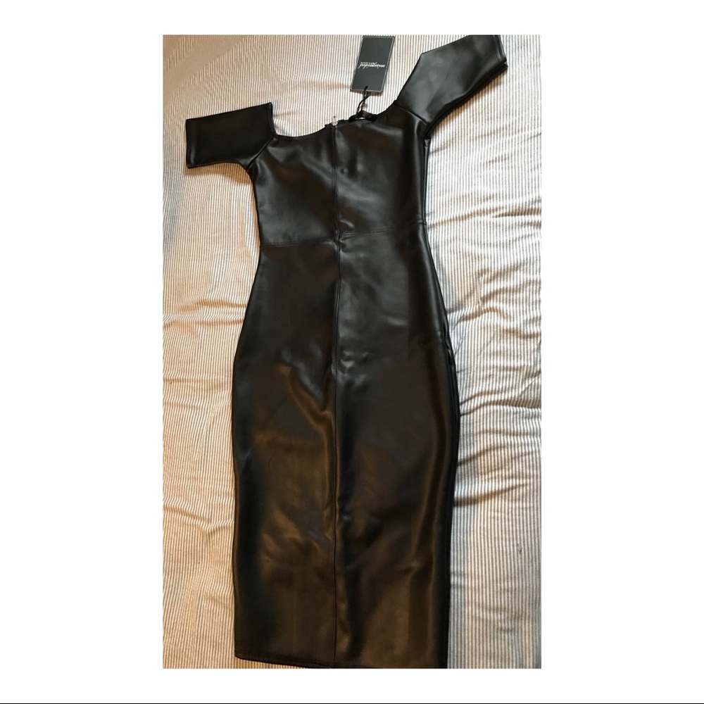 Faux Leather Midi Dress